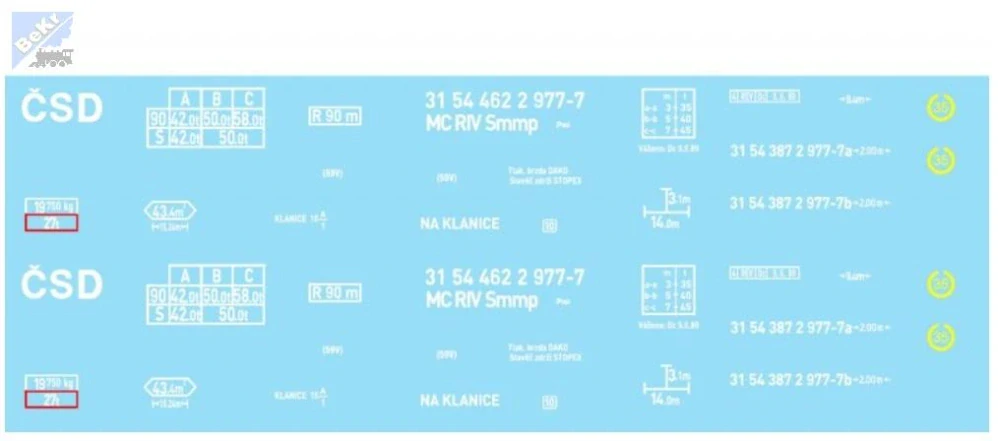 Bramos 7510 11 Obtisk ČSD Smmp/Pao 31 54 462 2 977-7 s klanicemi