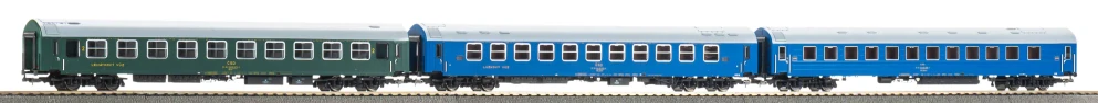 Piko 28319 Set tří lehátkových a lůžkových 4-osých vozů, lehátkový 2. tř. Bcm, lůžkový WLABm, lůžkový WLABmv, "Istropolitan/Dukla" ČSD
