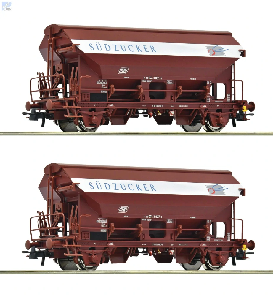 Roco 6600124 Set dvou výsypných 2-osých vozů Tdgs-z s výklopnou střechou SÜDZUCKER DB