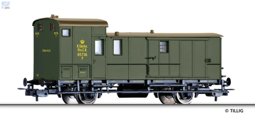 Tillig 77064 Služební, zavazadlový 2-osý vůz P K.Sächs.Sts.E.B