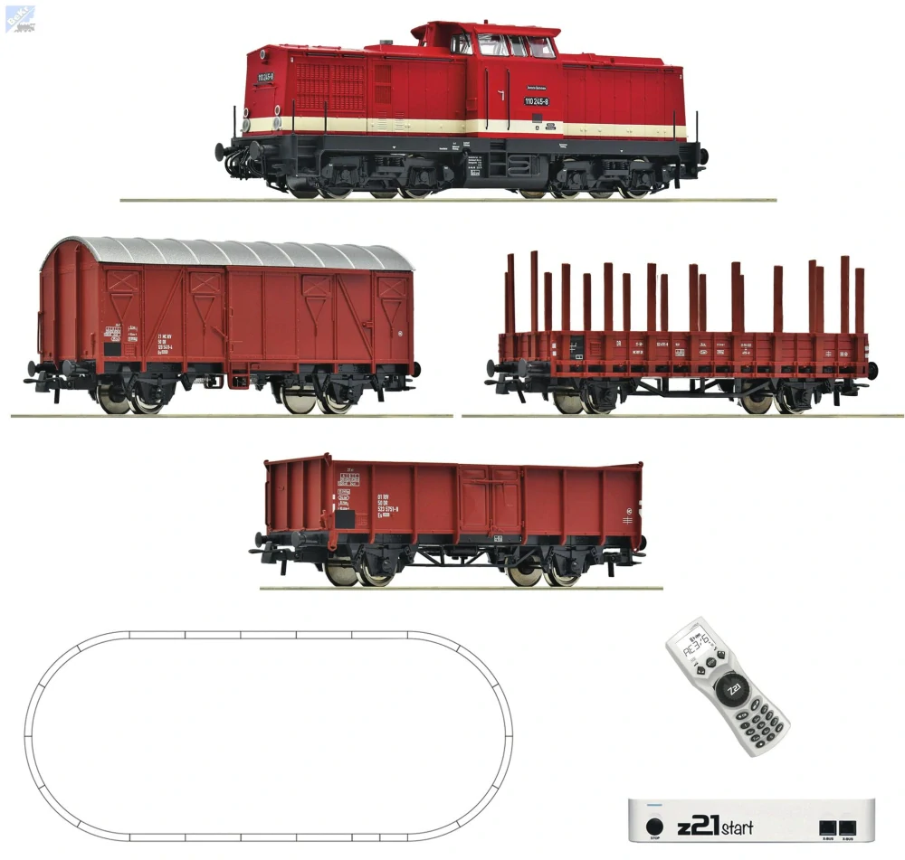 Roco 5110009 Digitální startset s dieselovou lokomotivou BR 110 + 3 nákladní vozy DB
