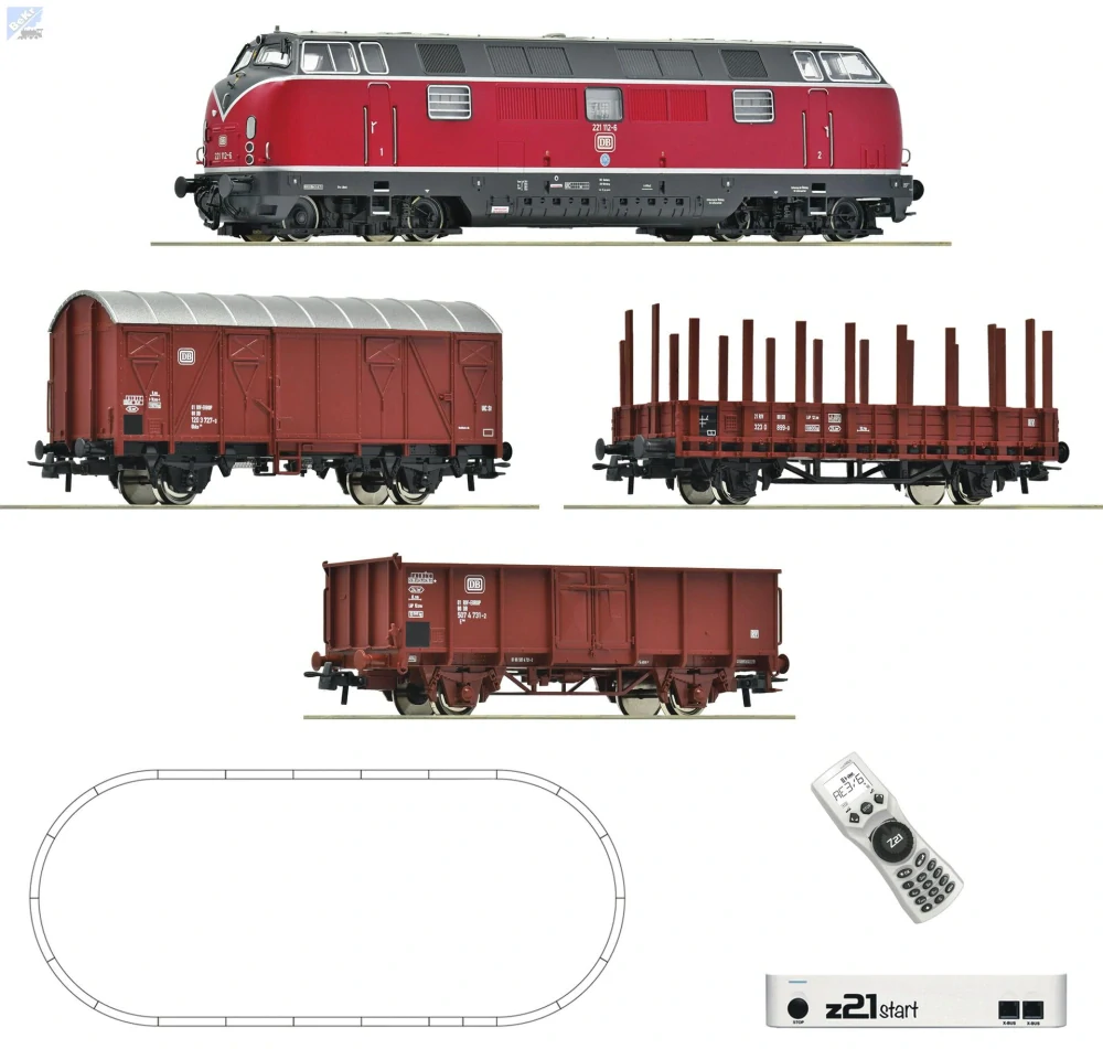 Roco 5110008 Digitální startset s dieselovou lokomotivou BR 221 112-6 + 3 nákladní vozy DB