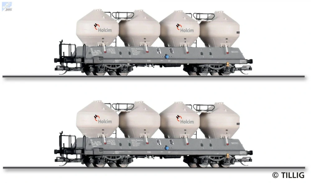 Tillig 01118 Set dvou nádobových 4-osých vozů Raj/Uacs Holcim (Česko) a. s., CZ-PRA