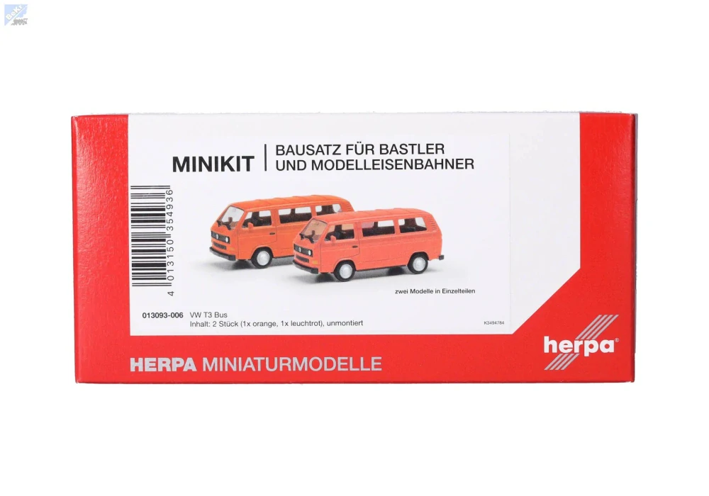 Herpa 013093-006 Herpa MiniKit: Volkswagen (VW) T3 Bus, zářivě oranžová/oranžová 1+1ks, stavebnice
