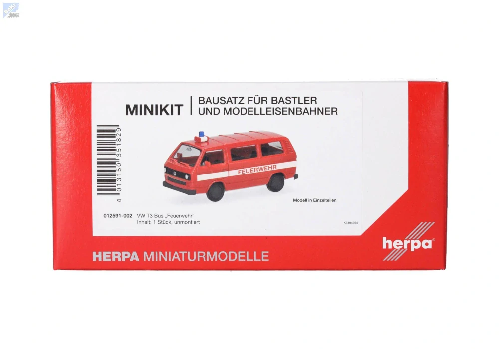 Herpa 012591-002 Herpa MiniKit: Volkswagen (VW) T3 Bus "Hasičský sbor"1ks, stavebnice