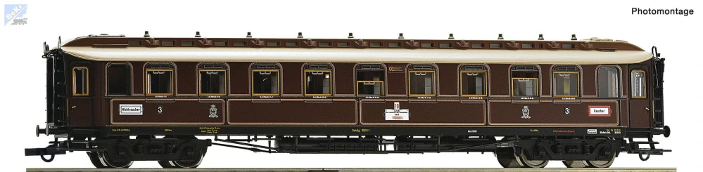 Roco 6200239 Osobní 4-osý vůz 3. tř. C 4ü Pr08 vůz s označením konce vlaku K.P.E.V.
