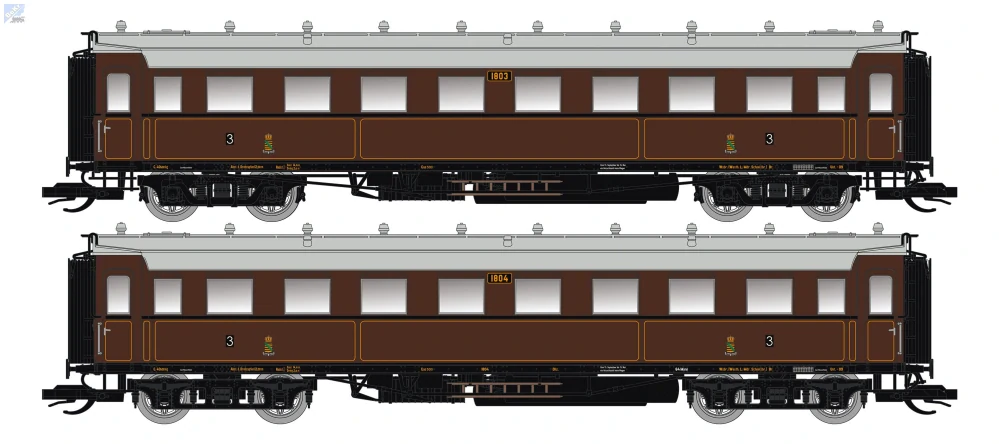 Saxonia Modellbau 120175 Set dvou osobních 4-osých vozů 3. tř. C4Ü V K.Sächs.Sts.E.B. s osvětlením