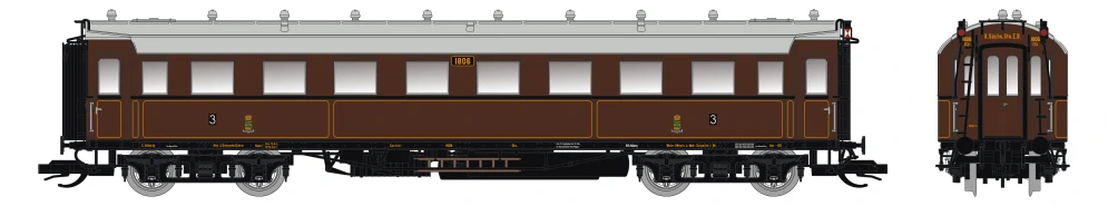Saxonia Modellbau 120224 Osobní 4-osý vůz 3. tř. C4Ü Sa 07 K.Sächs.Sts.E.B. s přepínatelnými světly konce vlaku a vnitřním osvětlením