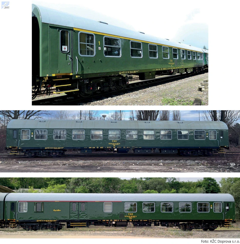 Tillig 01122 Set tří osobních 4-osých vozů 1.tř. Aa, 2.tř. Ba, 2.tř. se služebním oddílem BDa „Retro vlak společnosti KŽC Doprava s.r.o.“ ČSD