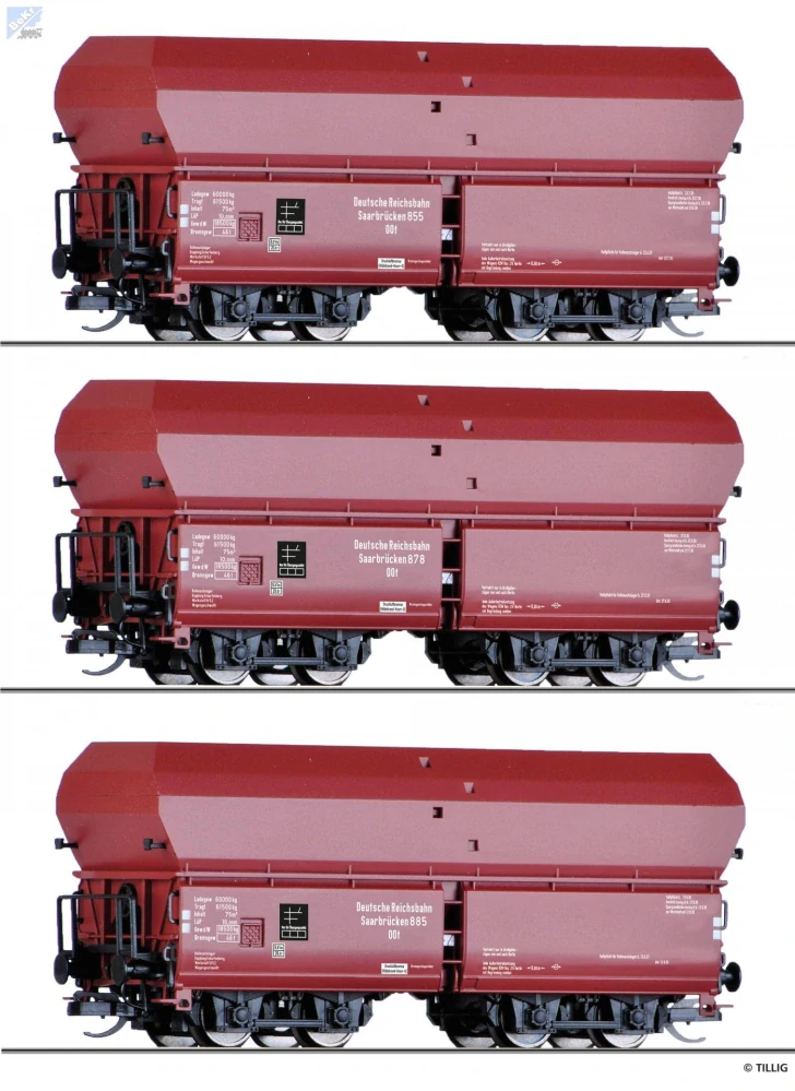 Tillig 01138 Set tří výsypných 4-osých vozů OOt DRG