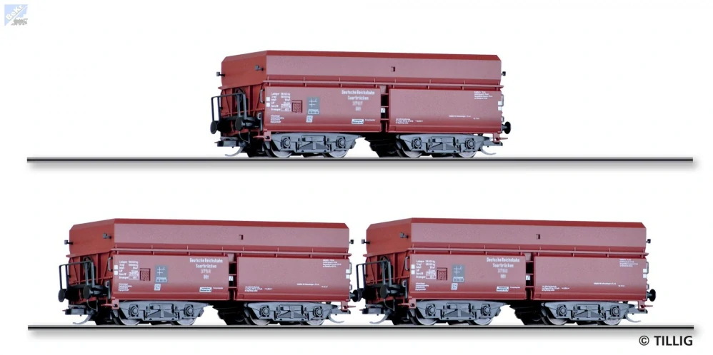 Tillig 01139 Set tří výsypných 4-osých vozů OOt DRG