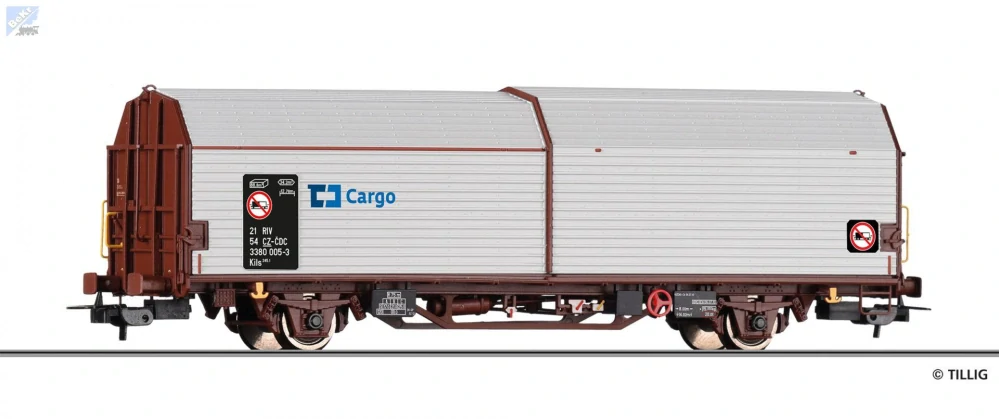 Tillig 77089 Uzavřený 2-osý vůz Kils 245.1 s posuvnými stěnami a střechou ČD Cargo