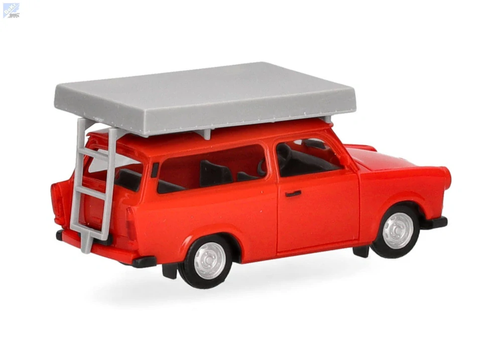Herpa 024181-004 Trabant 601 Universal, zářivě červený se střešním stanem