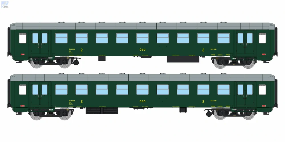 Igra model 97110062 Osobní 4-osý vůz 2. tř., Bai, 8dv., Depo-Praha ČSD, červené sedačky