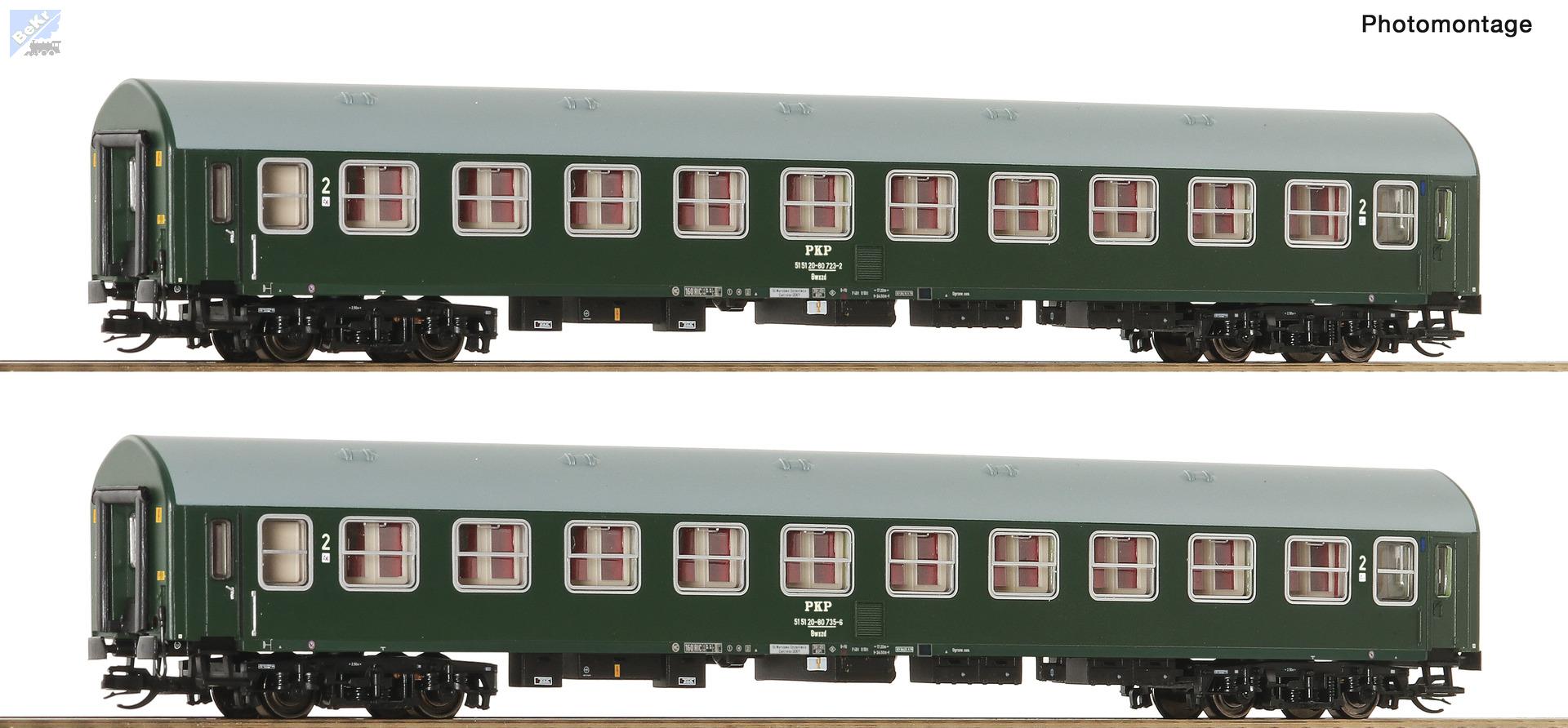 Roco 6280043 Set dvou osobních 4-osých vozů 2./ tř. Bwxzd Y PKP