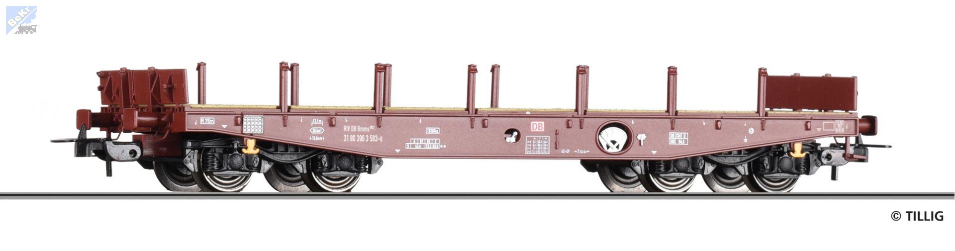 Tillig 77075 Plošinový 4-osý vůz Smms 662 s klanicemi DB AG