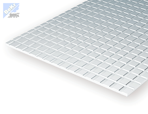 Evergreen 4505 Deska 150 x 300 x 1.0mm, s hrubšími drážkami V křížem, čtverce 6.3 x 6.3mm, šířka drážky 0.77mm, polystyren-PS