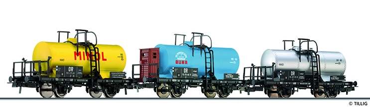 Tillig 70018 Set 3ks 2-osých cisteren 1x Minol a 2x BUNA DR