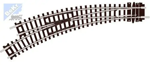 Peco ST45 Oblouková výhybka levá R 298,5/R 259 mm, izolovaná srdcovka, 2ks vyrovnávací kleje