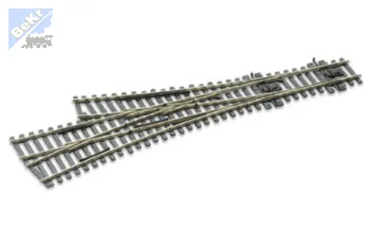 Peco SL-E199 Třícestná výhybka, úhly odbočení 12°, R 914 mm, délka 273 mm, nesouměrná