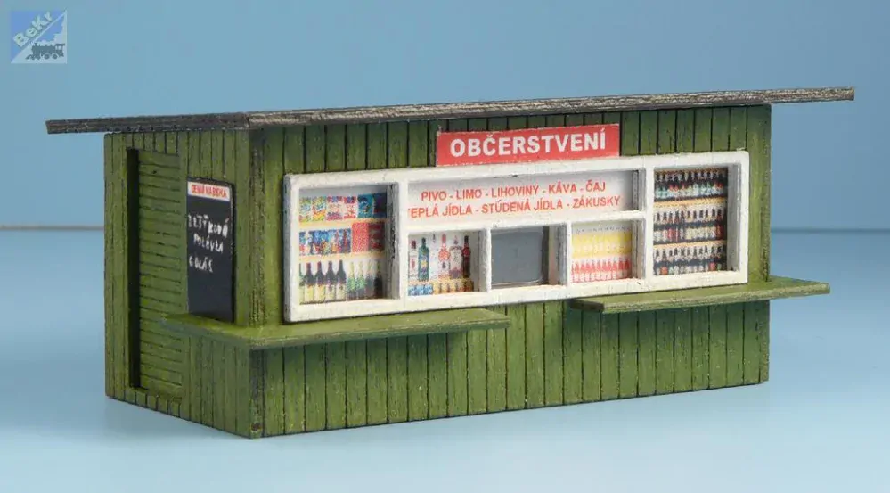 VERAMO CZ H0040218 Občerstvení dřevěné, zeleno-bílé, dělený pult