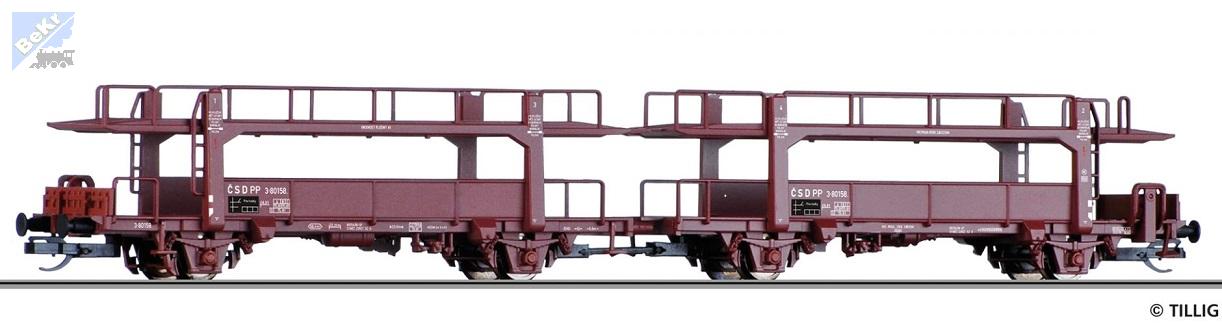 Tillig 502564 (15592) Set dvou vozů na přepravu aut PP ČSD
