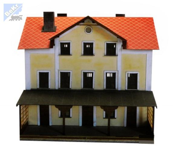 BuBi-model TT60008 Nádraží Dačice, 113 x 113 x 125 mm, barvená stavebnice Laser-Cut !!! AKCE !!!