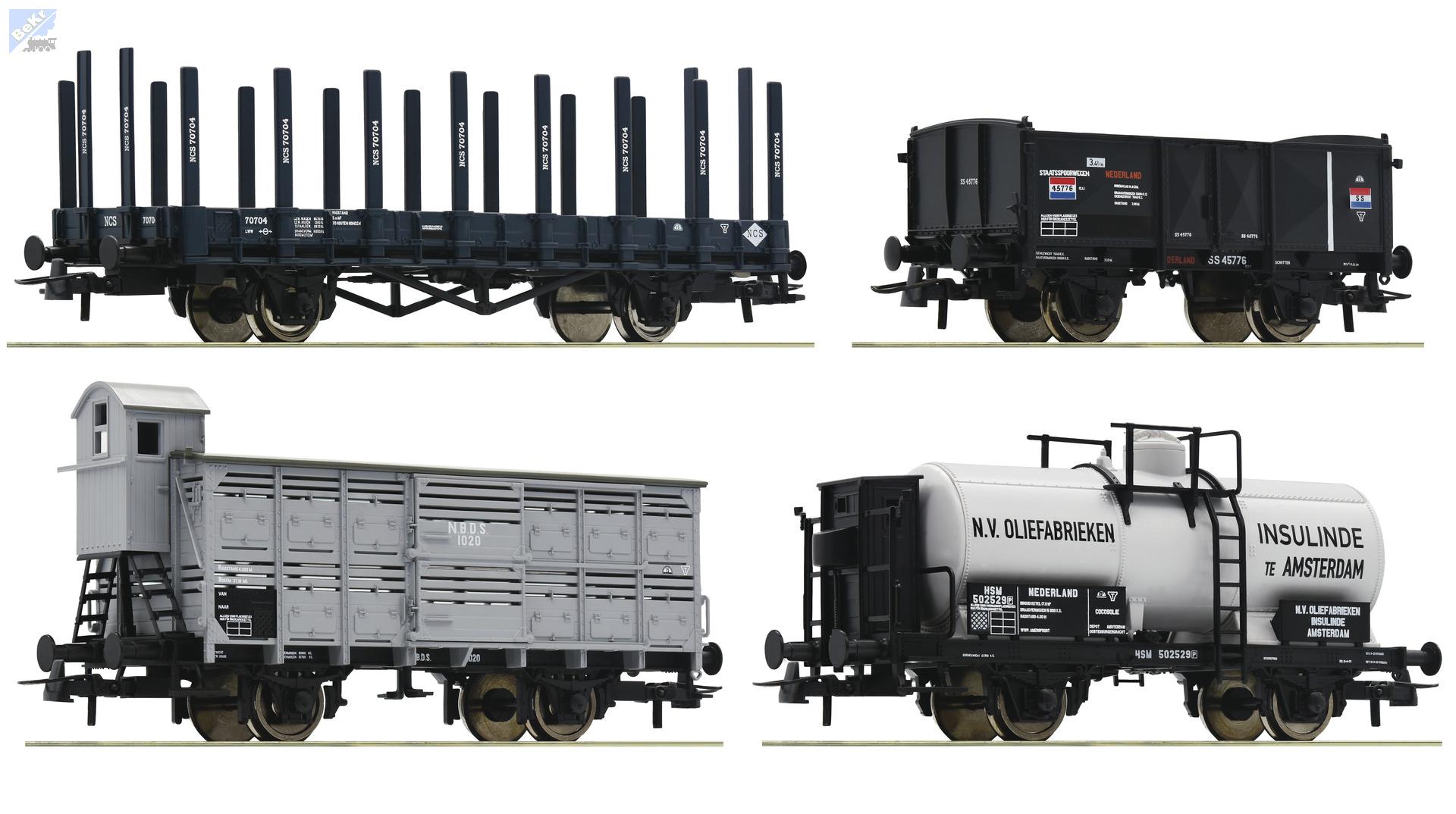 Roco 76077 Set čtyř nákladních 2-osých vozů NL (Nederlandse Centraal-Spoorweg-Maatschappij) !!! AKCE !!!