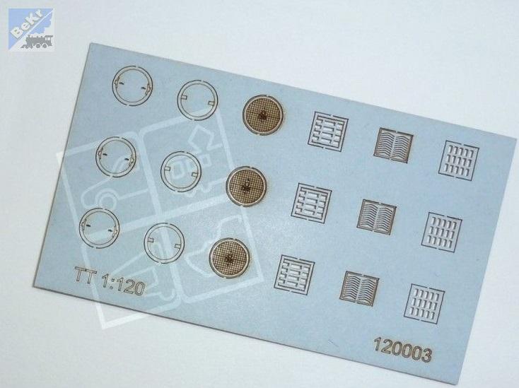 Igra model 121003 Kanálové poklopy a dekly, dešťové vpustě a rošty 18ks, stavebnice Laser Cut