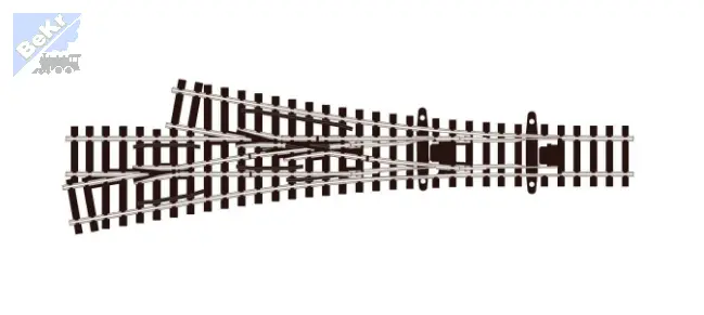 Peco SL-E399F Třícestná výhybka, vodivé srdcovky, úhel odbočení 10°, R 457mm, délka 153mm, Code 55