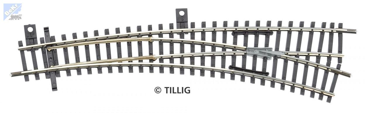 Tillig 83363 IBW výhybka oblouková pravá vodivá srdcovka 15°/R631 mm, 30°/R310 mm