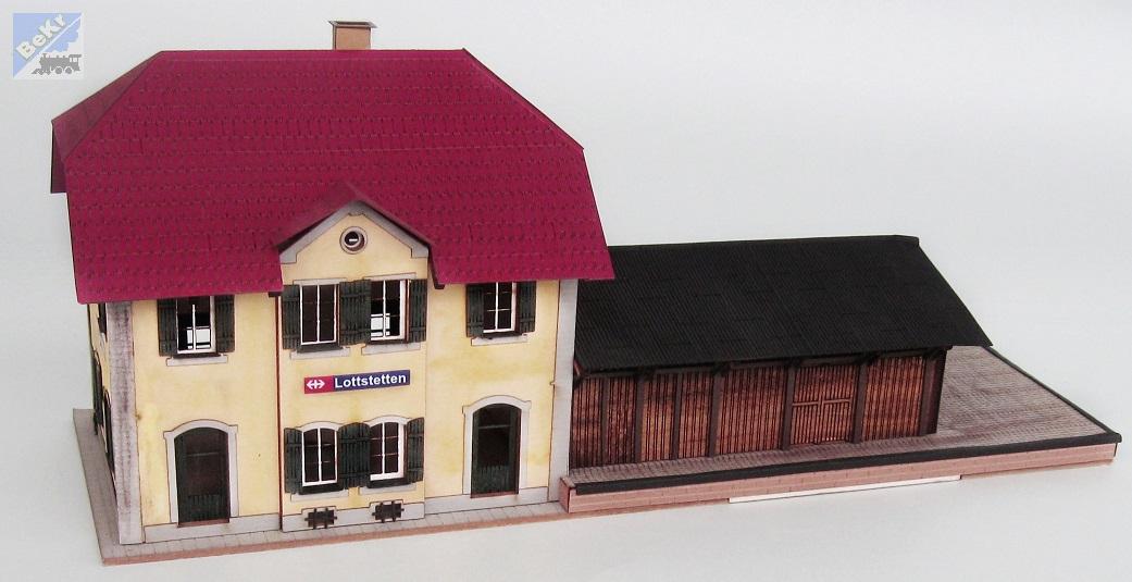 BuBi-model H060040 Nádraží Lottstetten, 325 x 117 x 43 mm, barvená stavebnice Laser-Cut !!! AKCE !!!