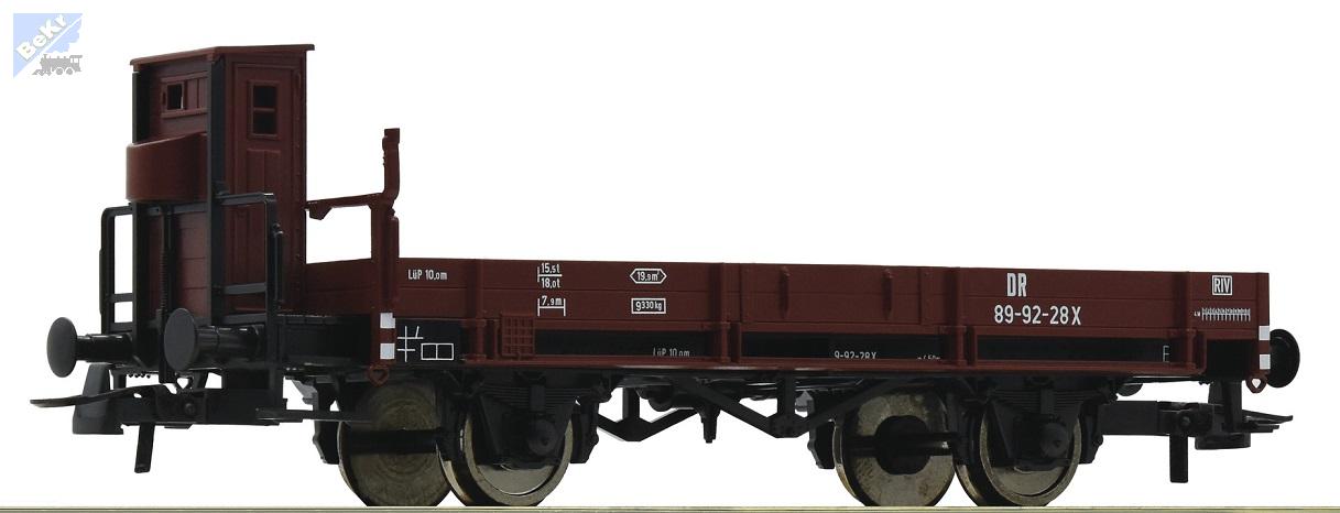 Roco 76305 Plošinový 2-osý vůz X s brzdařskou budkou DR