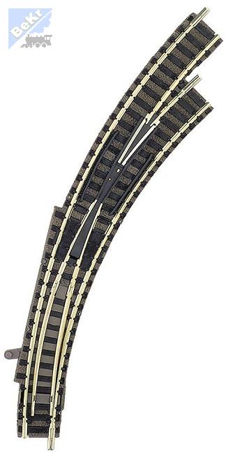 Fleischmann 9175 Oblouková výhybka pravá na dřevěných pražcích s podložím R 1/R2, 45° (ruční ovládání)