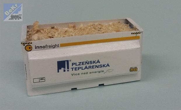 BuBi-model TT70073 Kontejner na štěpky Plzeňská teplárenská, ložený štěpkami, sestavený a nabarvený model Laser-Cut