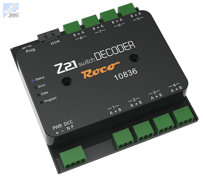 Roco 10836 Z21 DECODER výhybkový, spínací dekodér s 8-mi výstupy