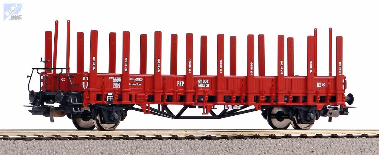 Piko 54458 Plošinový 2-osý vůz Pddkh31, ex. Ulm s klanicemi PKP