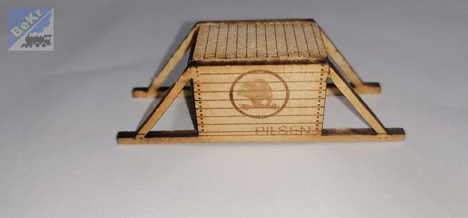 BuBi-model TT00006 Přepravní bedna Škoda dřevěná, hotový, sestavený a nabarvený model, 60 x 19 x 19 mm