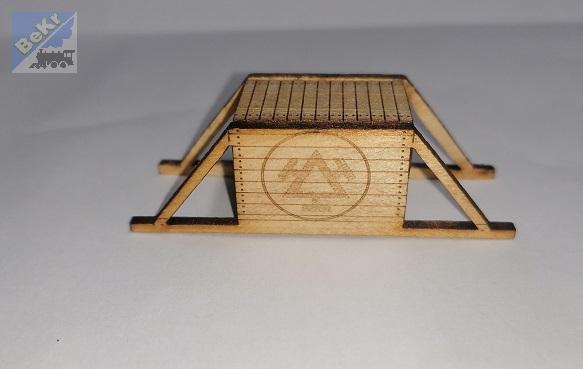 BuBi-model TT00007 Přepravní bedna Třinecké železárny dřevěná, hotový, sestavený a nabarvený model, 60 x 19 x 19 mm