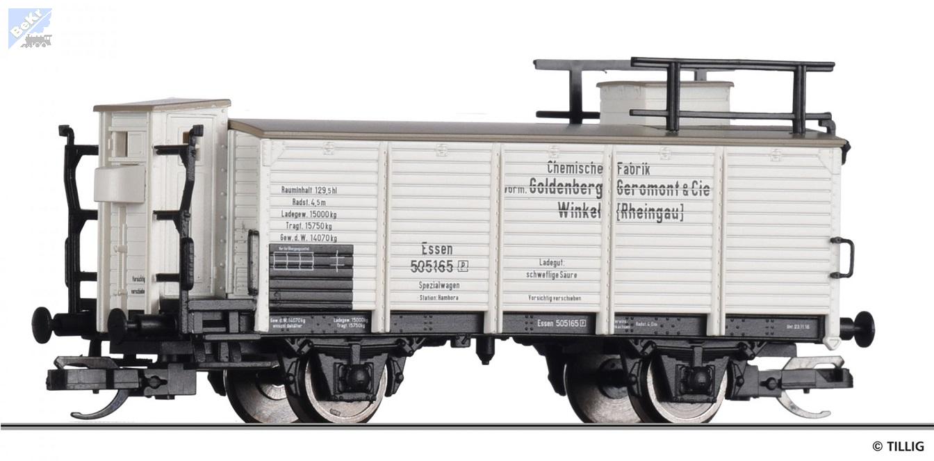 Tillig 95892 Uzavřený 2-osý vůz na převoz zkapalněného plynu „Chem. Fabrik Goldenberg, Geromont & Cie. Winkel“ K.P.E.V.