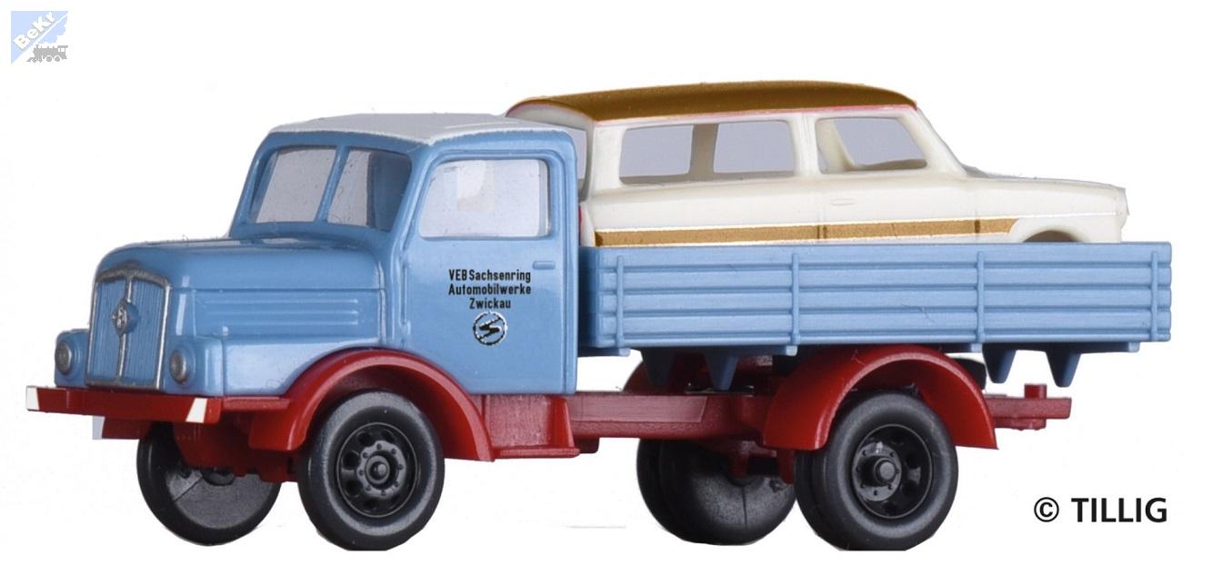 Tillig 19058 Nákladní auto sklápěč H3A naložený karoserií Trabant