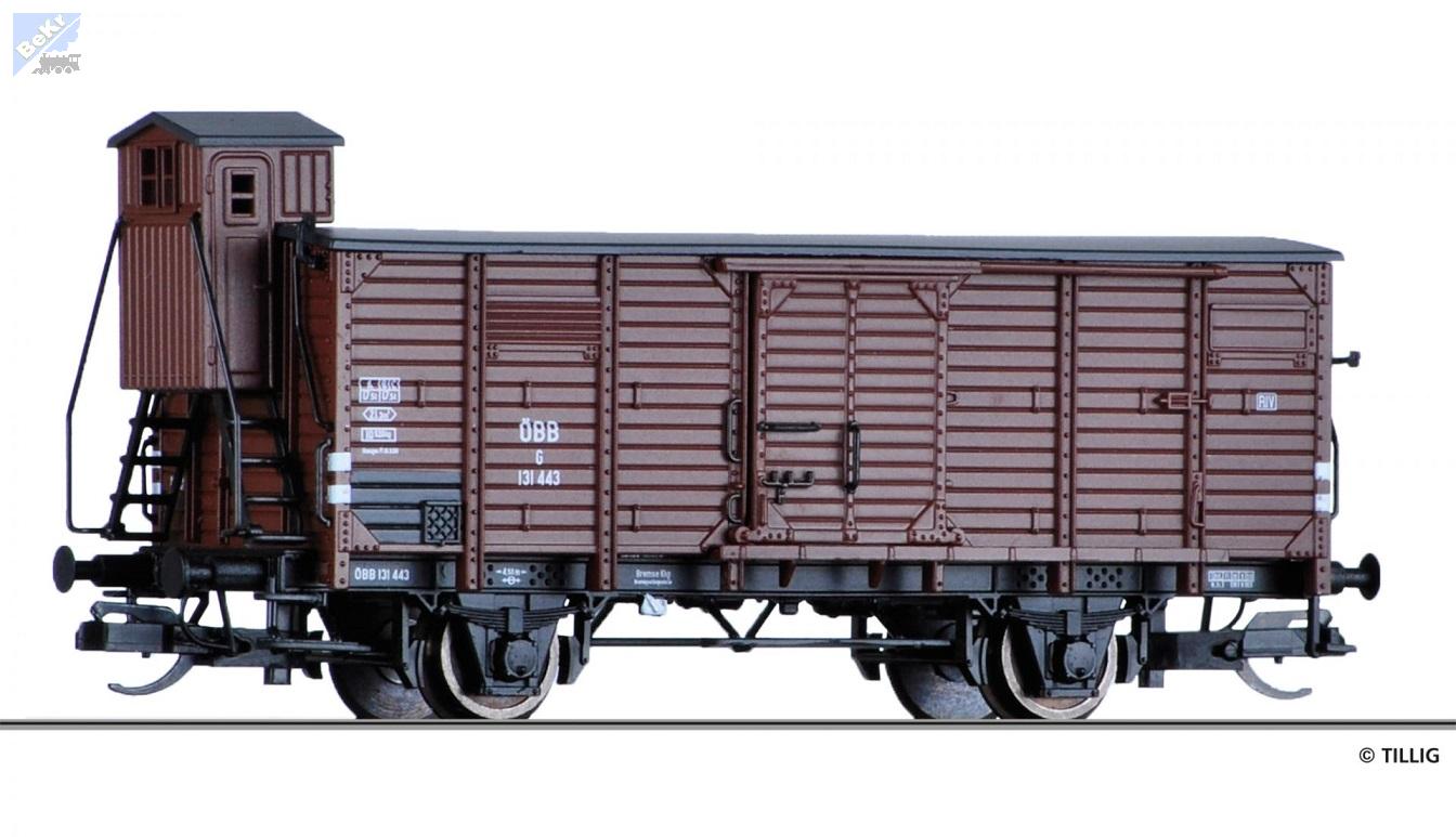 Tillig 17364 Uzavřený 2-osý vůz G s brzdařskou budkou ÖBB