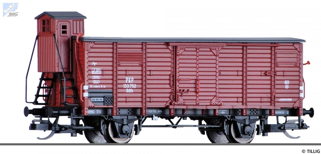 Tillig 17362 Uzavřený 2-osý vůz Kdth s brzdařskou budkou PKP