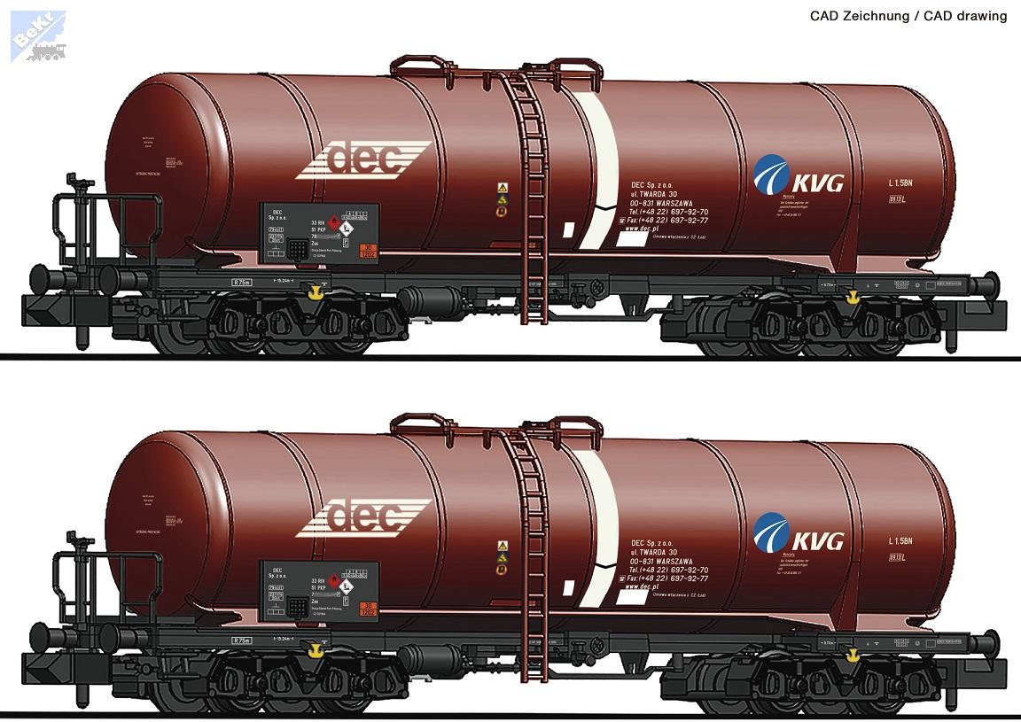 Fleischmann 825814 Set dvou kotlových 4-osých vozů Zas KVG PKP