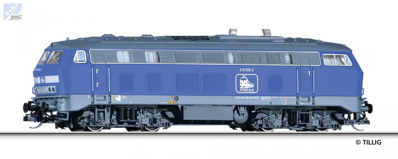 Tillig 04704 Dieselová lokomotiva BR 218 055-2 železniční stavební a provozní společnosti Pressnitztalbahn mbH, D-PRESS