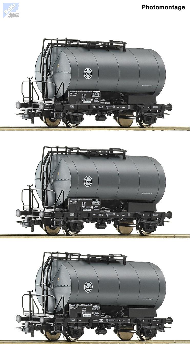 Roco 76005 Set tří 2-osých cisternových vozů EVA, Eisenbahn-Verkehrmittel AG, DB