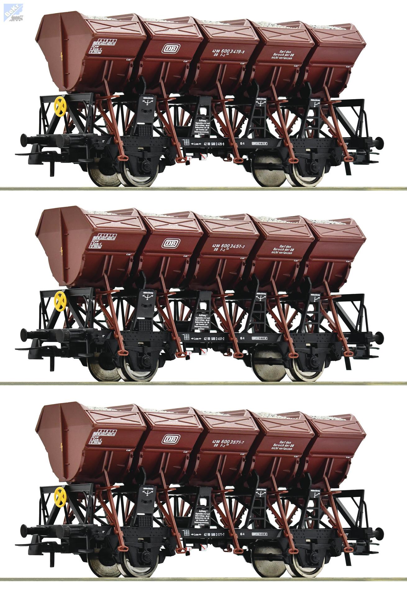 Roco 77039 Set tří výsypných 2-osých vozů F-z 120 DB