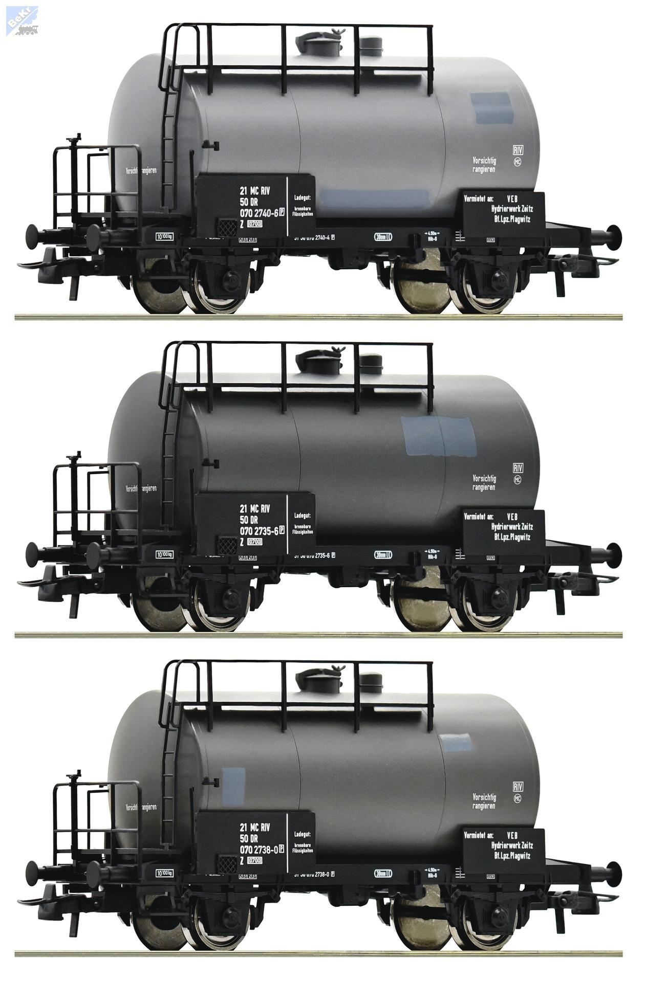 Roco 77021 Set tří 2-osých cisternových vozů Z DR