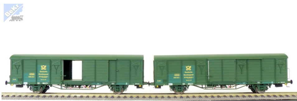 Exact-train 20471 Set dvou 2-osých uzavřených vozů Post 2s-t/13 Deutsche Bundespost DB