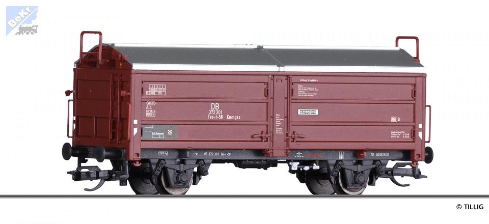 Tillig 17653 Uzavřený 2-osý vůz s posuvnou střechou Tes-t-58 (Kmmgks) DB